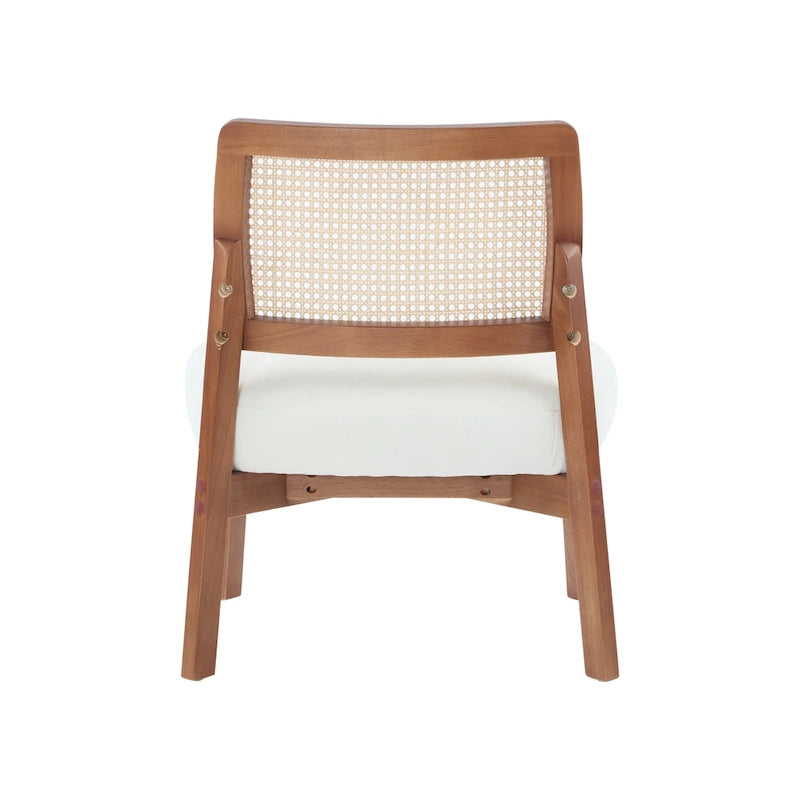 Modern Beige Lounge Chair with Woven Backrest, Set of 2