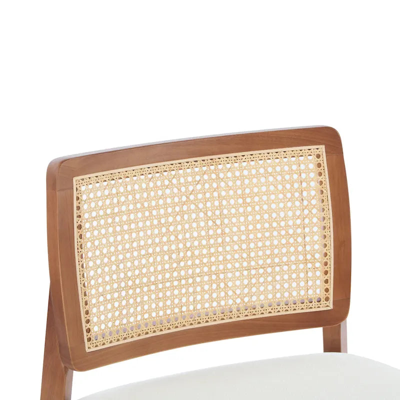 Modern Beige Lounge Chair with Woven Backrest, Set of 2