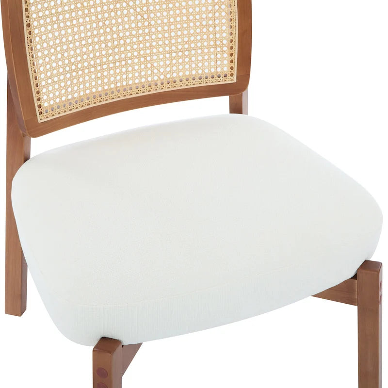 Modern Beige Lounge Chair with Woven Backrest, Set of 2