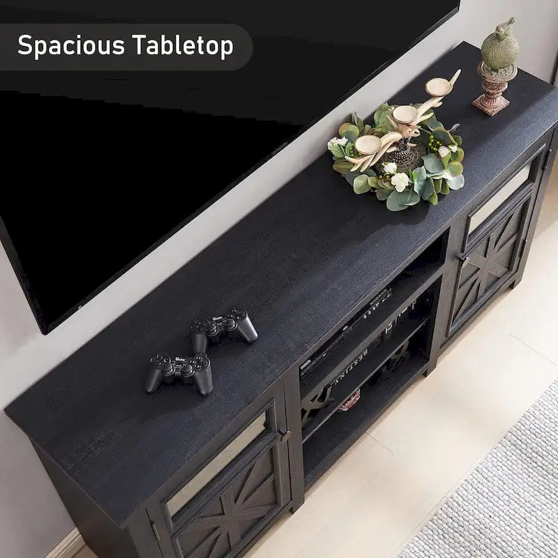 Farmhouse TV Stand for 75 Inch TV, Modern Entertainment Center