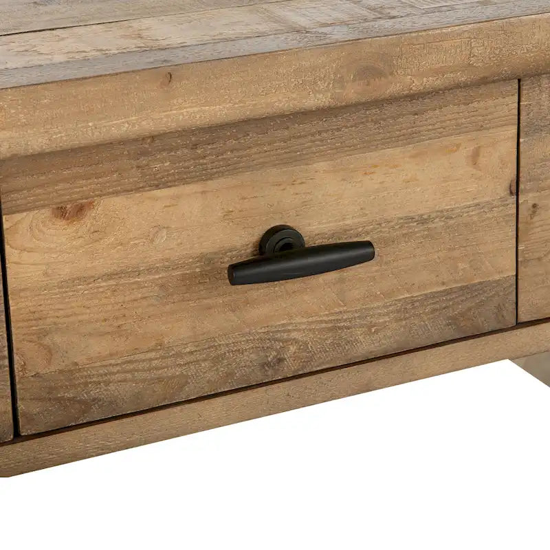 Reclaimed Pine Console Table with Shelf and Drawers