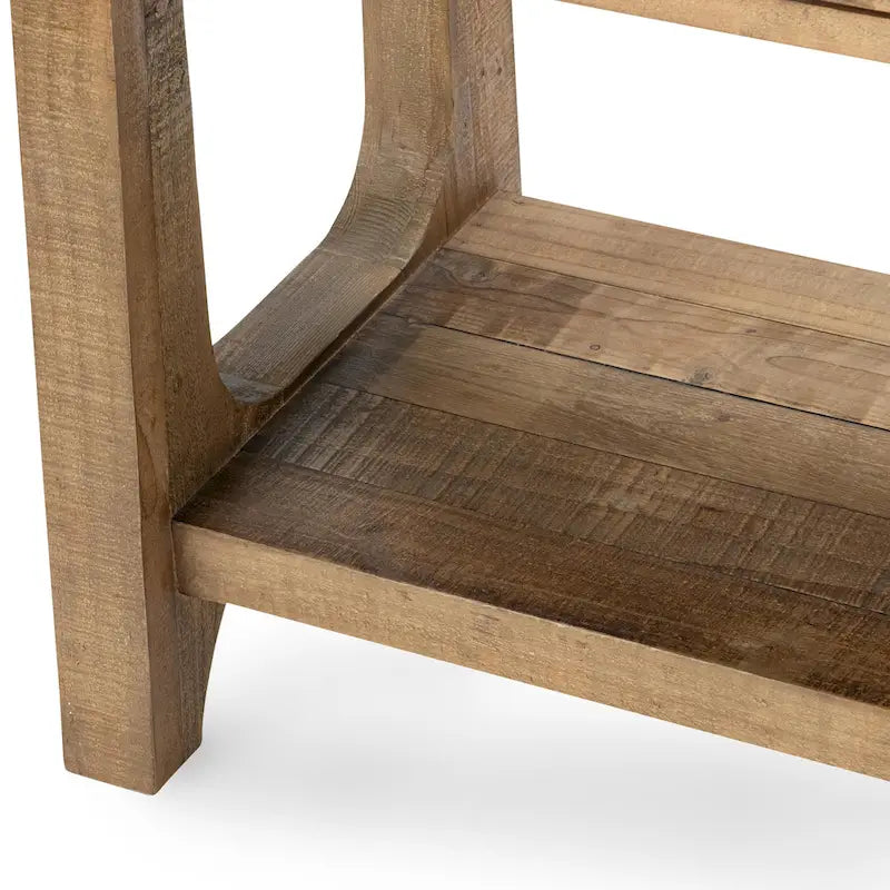 Reclaimed Pine Console Table with Shelf and Drawers