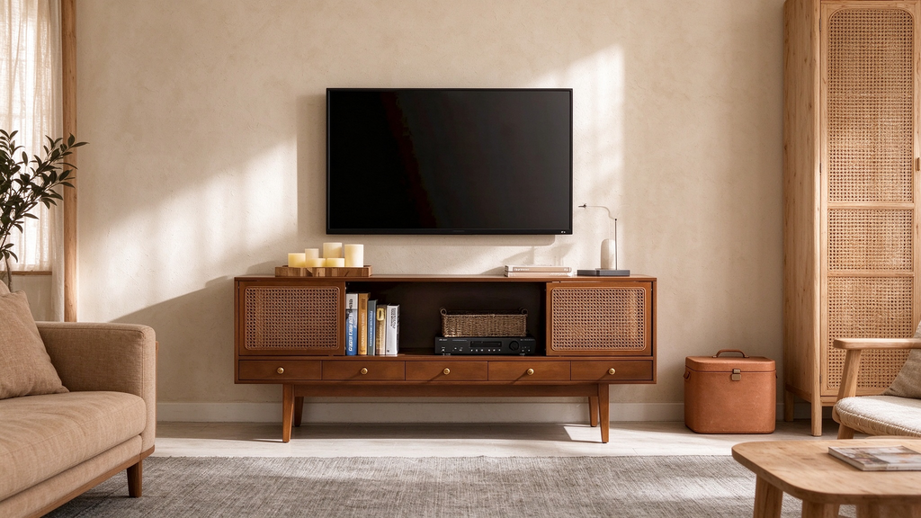 Mid-Century Modern TV Stand Media Console for TVs up to 68"