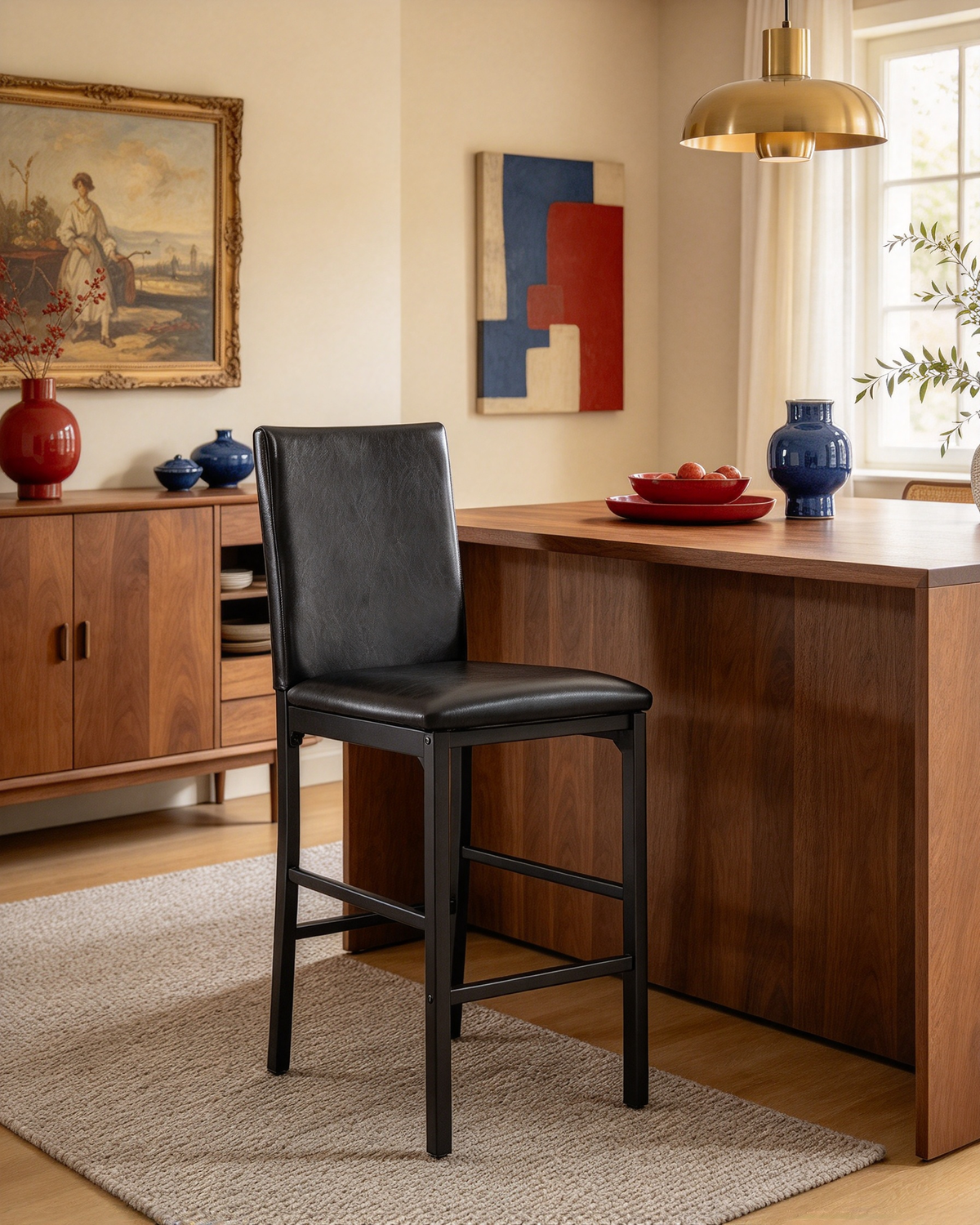 Metal Upholstered Counter Height Dining Chairs, Set of 4