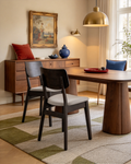 Set of 2 Black Wood Dining Chair with Light Grey Fabric Seat