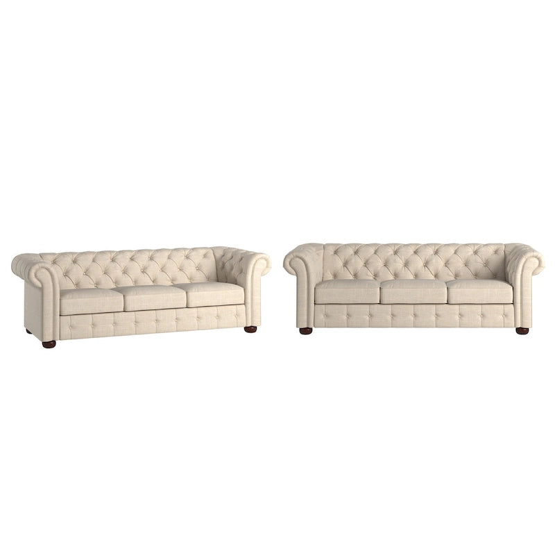 Tufted Scroll Arm Chesterfield Sofa