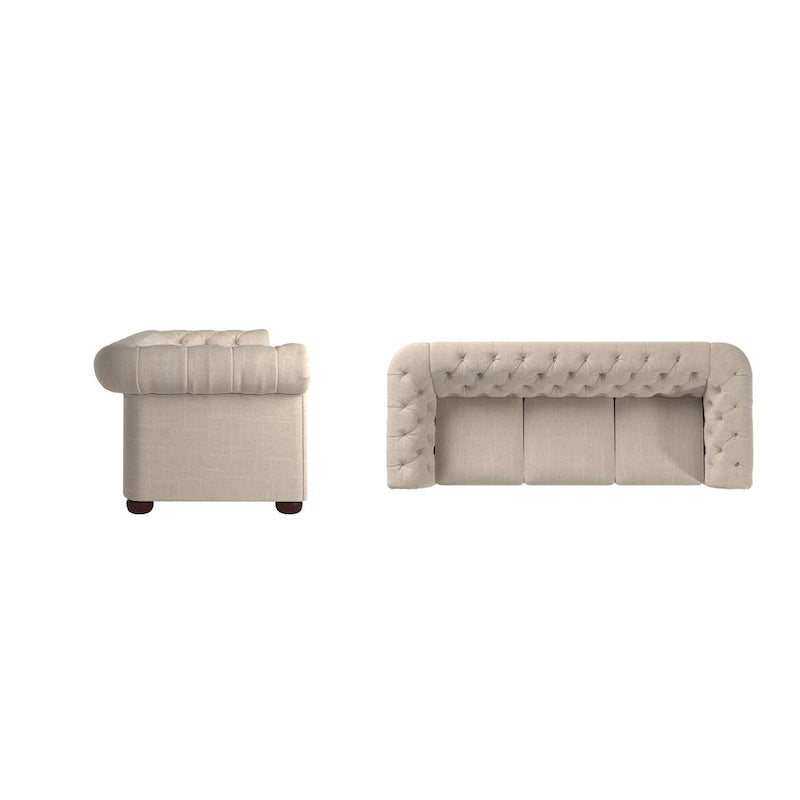 Tufted Scroll Arm Chesterfield Sofa