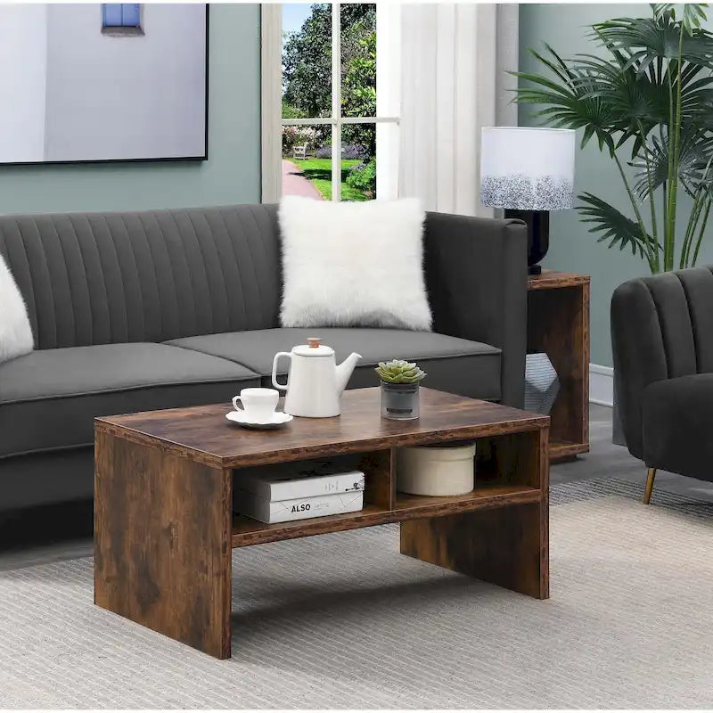 Modern 3-Tier Coffee Table with Shelves