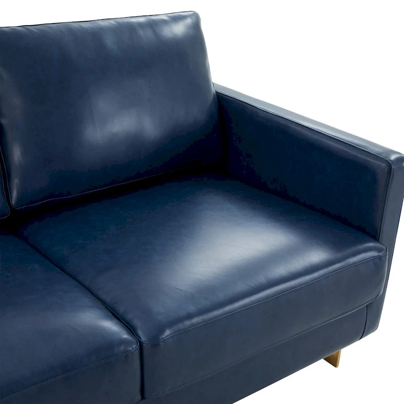 Modern Upholstered Leather Sofa with Gold Frame, 83"