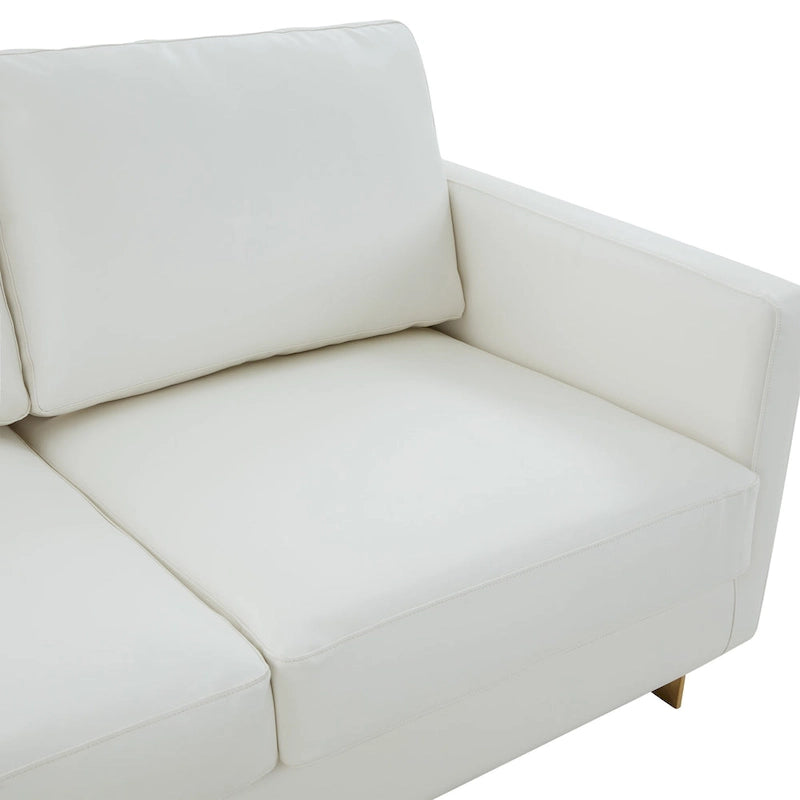 Modern Upholstered Leather Sofa with Gold Frame, 83"