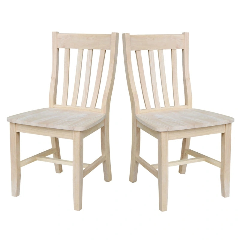 Solid Wood Schoolhouse Dining Chairs, Set of 2