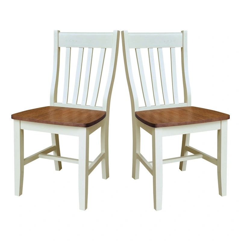 Solid Wood Schoolhouse Dining Chairs, Set of 2