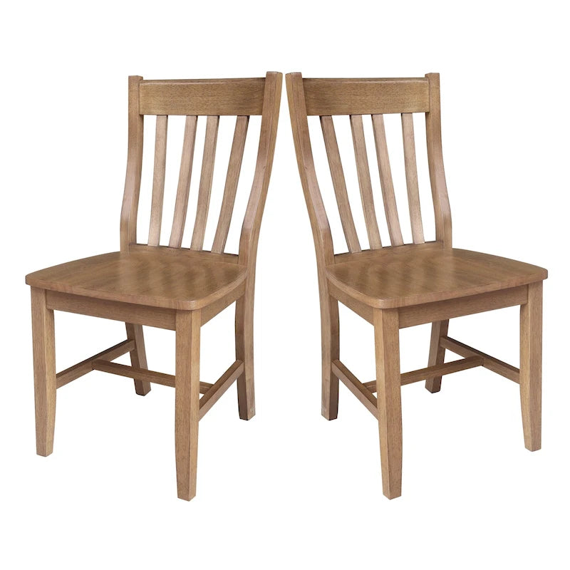 Solid Wood Schoolhouse Dining Chairs, Set of 2