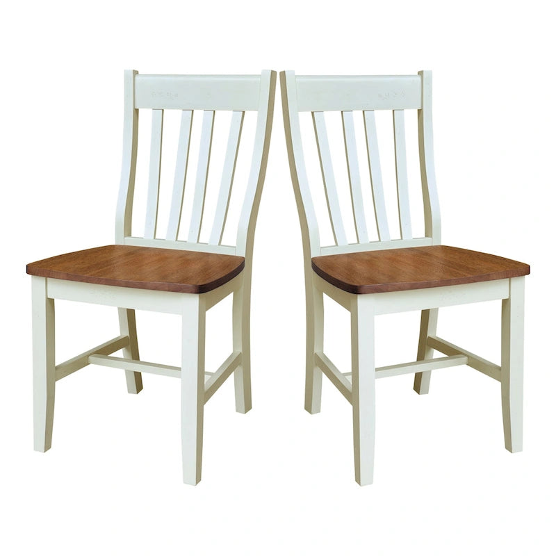 Solid Wood Schoolhouse Dining Chairs, Set of 2