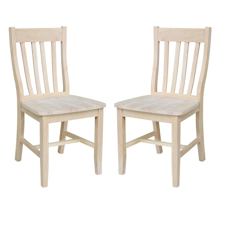 Solid Wood Schoolhouse Dining Chairs, Set of 2
