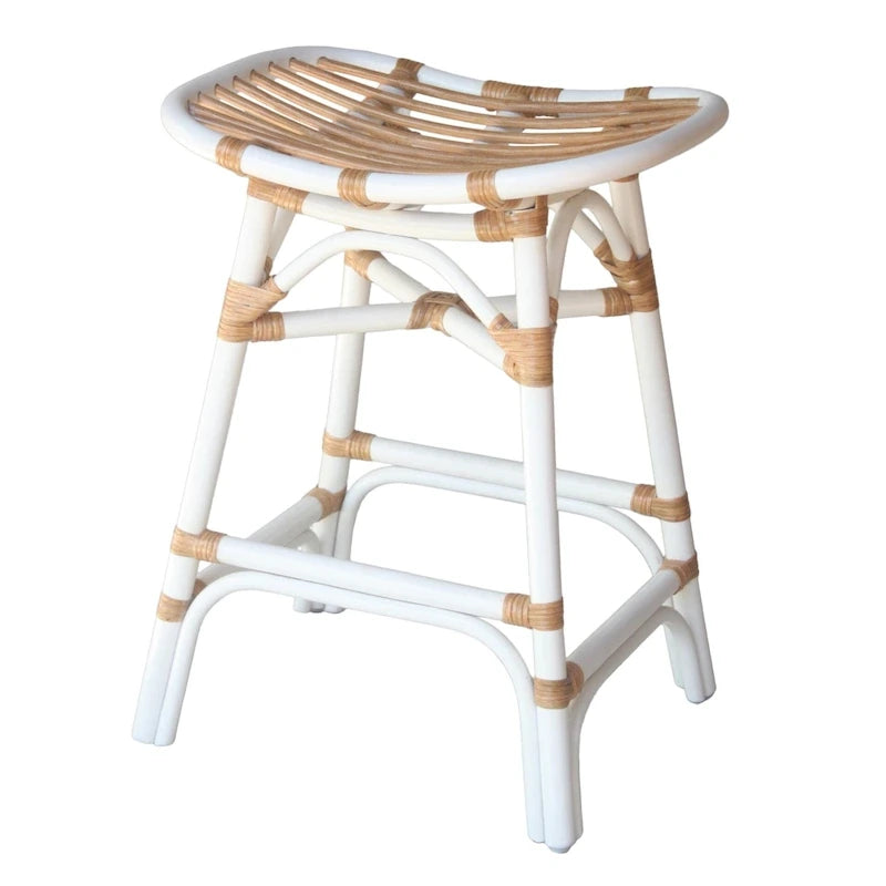 Boho Rattan Counter Stool, 24" Seat Height