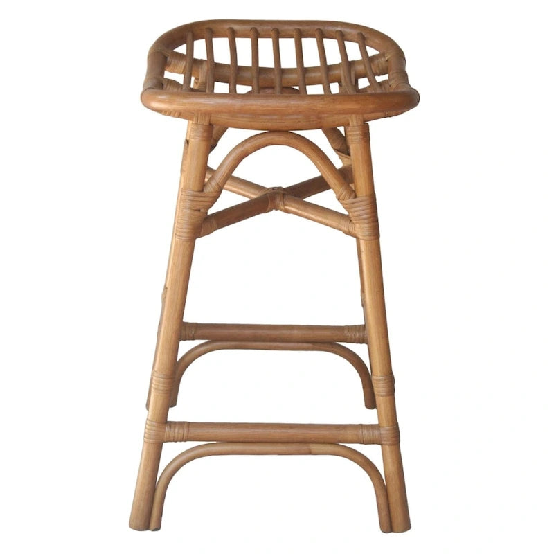 Boho Rattan Counter Stool, 24" Seat Height