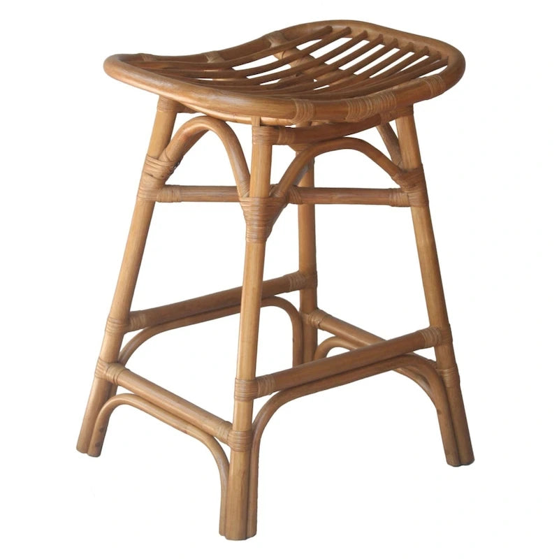 Boho Rattan Counter Stool, 24" Seat Height