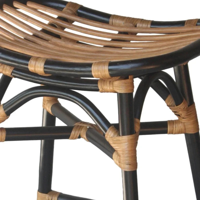 Boho Rattan Counter Stool, 24" Seat Height