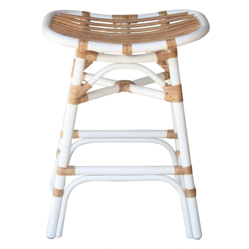 Boho Rattan Counter Stool, 24" Seat Height