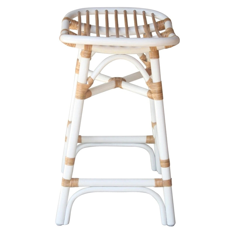 Boho Rattan Counter Stool, 24" Seat Height