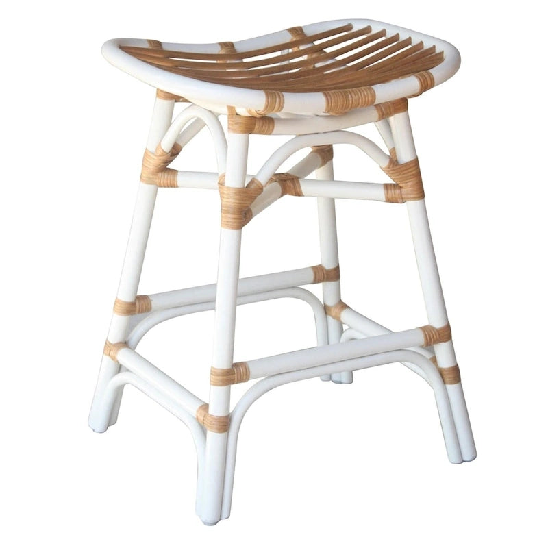 Boho Rattan Counter Stool, 24" Seat Height