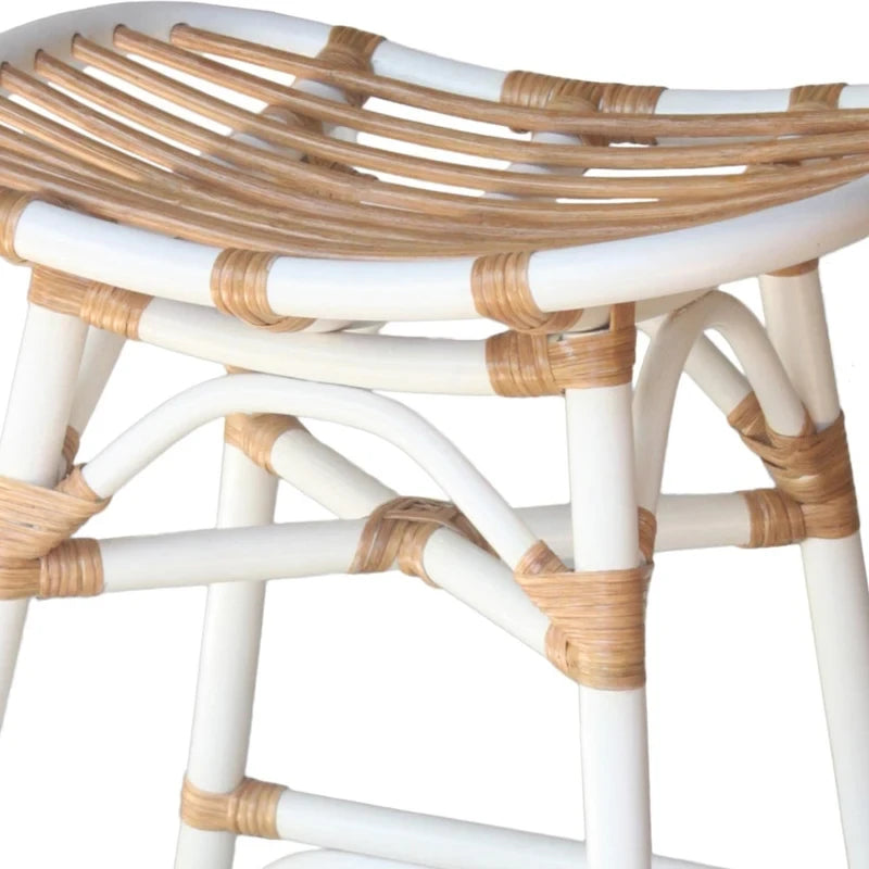 Boho Rattan Counter Stool, 24" Seat Height