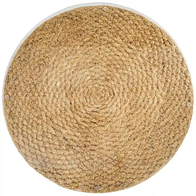 Rattan and Seagrass Handmade Woven Tapered Coffee Table with Glass Top