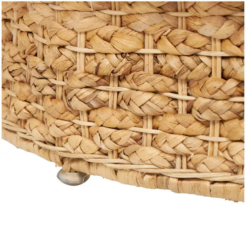 Rattan and Seagrass Handmade Woven Tapered Coffee Table with Glass Top