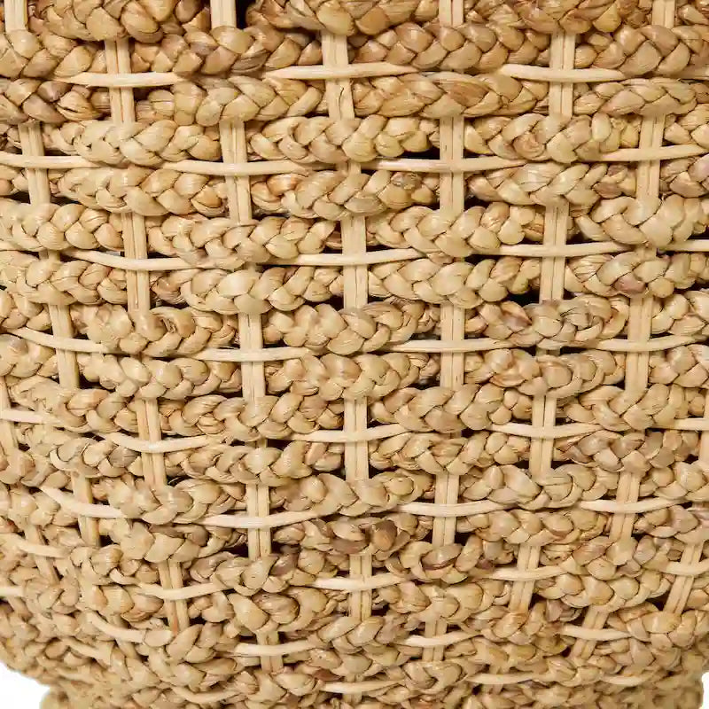 Rattan and Seagrass Handmade Woven Tapered Coffee Table with Glass Top