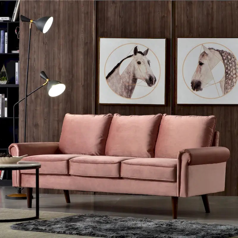 Upholstered Mid-Century Modern 3-Seat Sofa