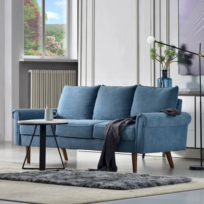 Upholstered Mid-Century Modern 3-Seat Sofa