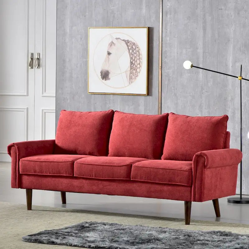 Upholstered Mid-Century Modern 3-Seat Sofa