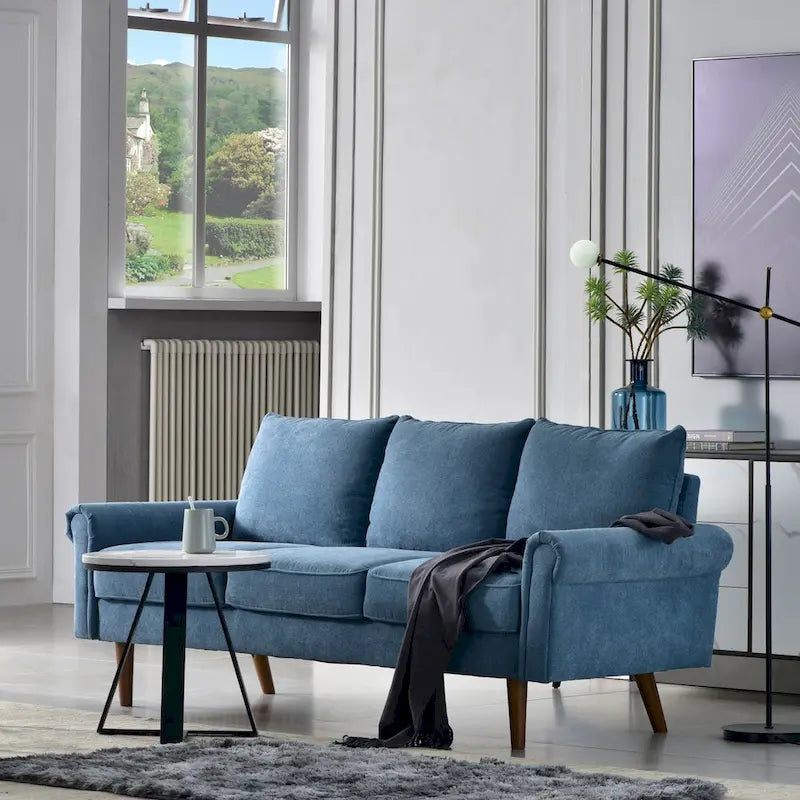 Upholstered Mid-Century Modern 3-Seat Sofa