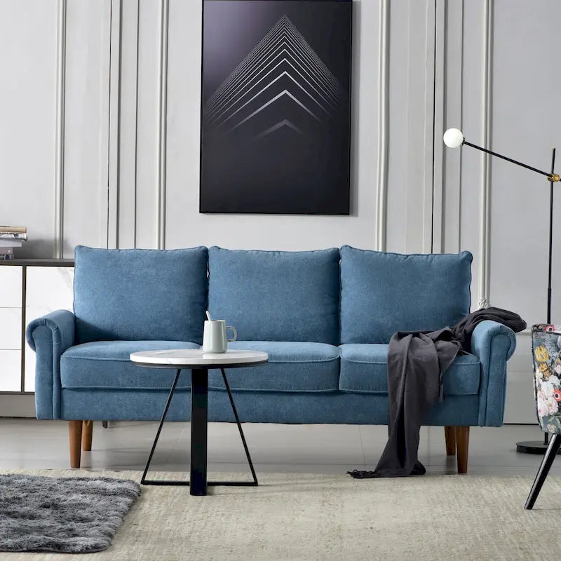 Upholstered Mid-Century Modern 3-Seat Sofa