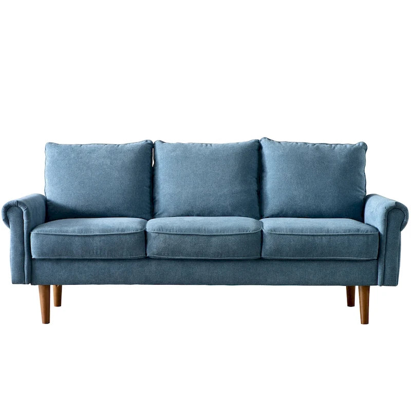 Upholstered Mid-Century Modern 3-Seat Sofa
