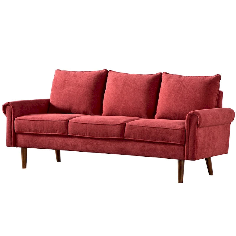 Upholstered Mid-Century Modern 3-Seat Sofa