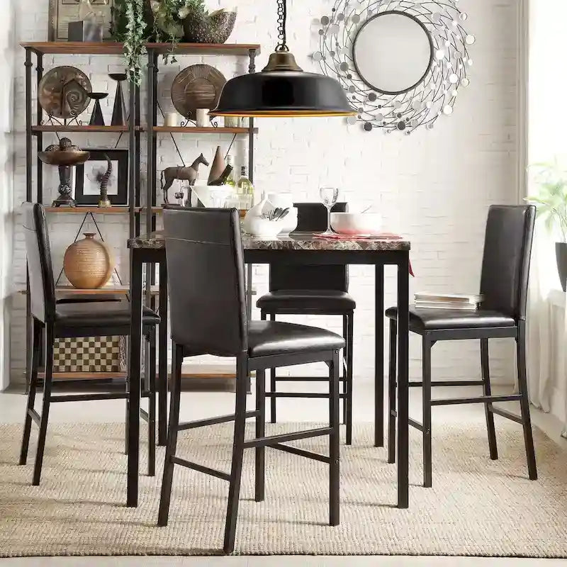 Metal Upholstered Counter Height Dining Chairs, Set of 4
