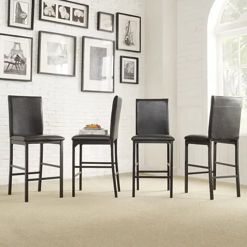 Metal Upholstered Counter Height Dining Chairs, Set of 4