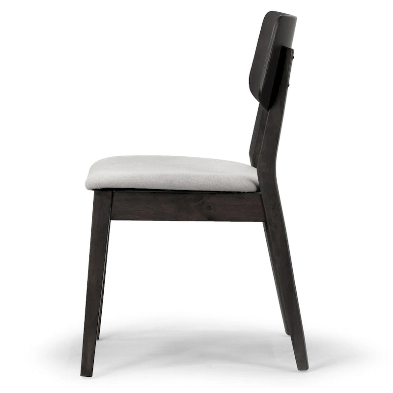 Set of 2 Black Wood Dining Chair with Light Grey Fabric Seat