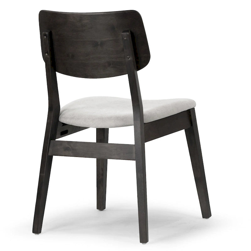Set of 2 Black Wood Dining Chair with Light Grey Fabric Seat
