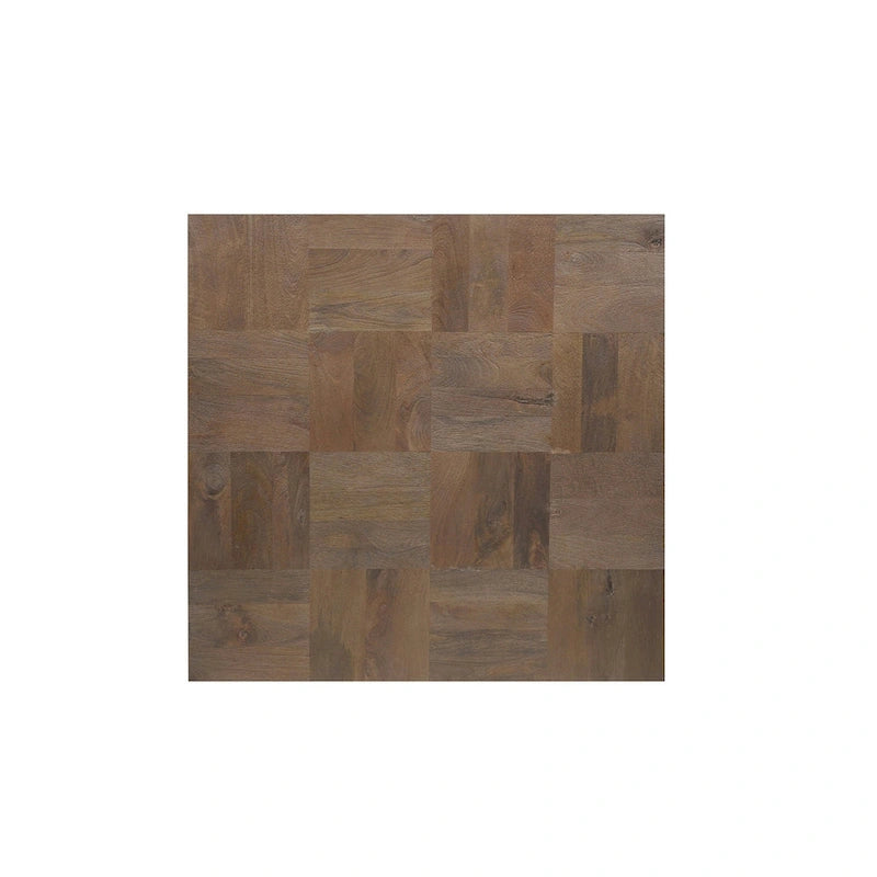 40" Dark Brown and Black Solid Wood Square Block Coffee Table