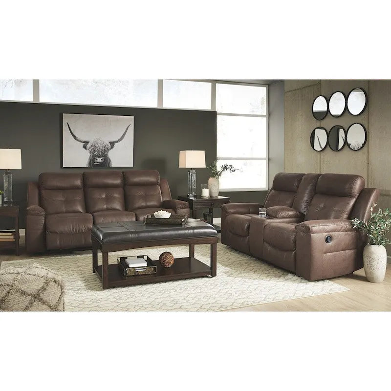 Contemporary Reclining Sofa in Warm Brown