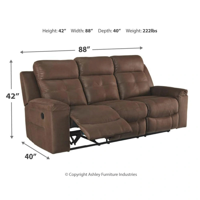 Contemporary Reclining Sofa in Warm Brown