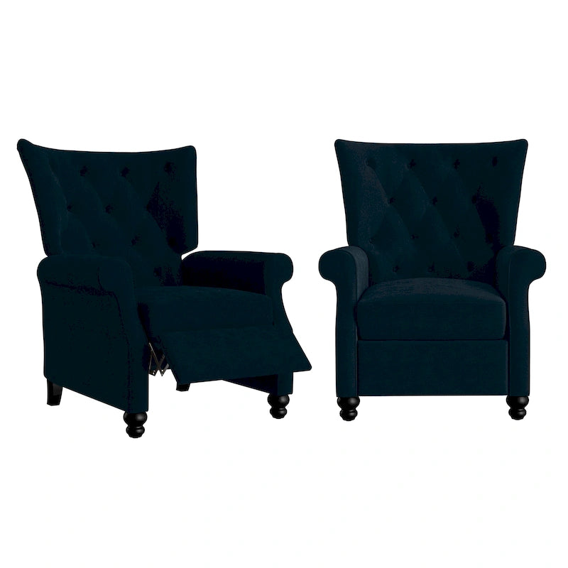 Plush Pushback Recliner Chairs, Set of 2
