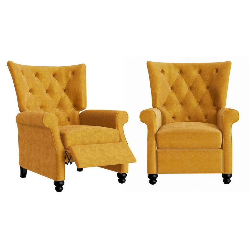 Plush Pushback Recliner Chairs, Set of 2