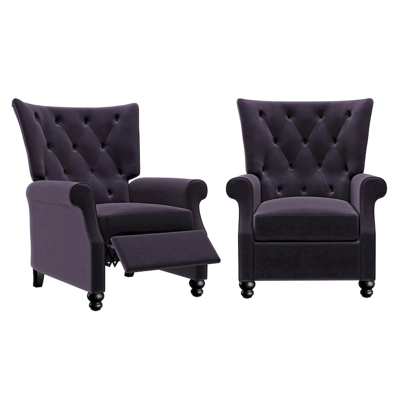 Plush Pushback Recliner Chairs, Set of 2