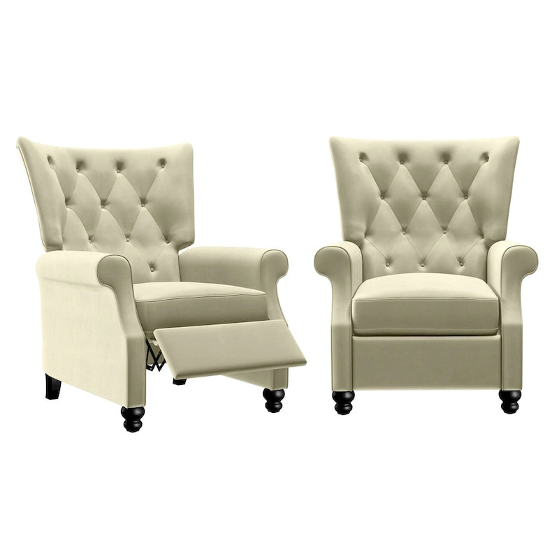 Plush Pushback Recliner Chairs, Set of 2