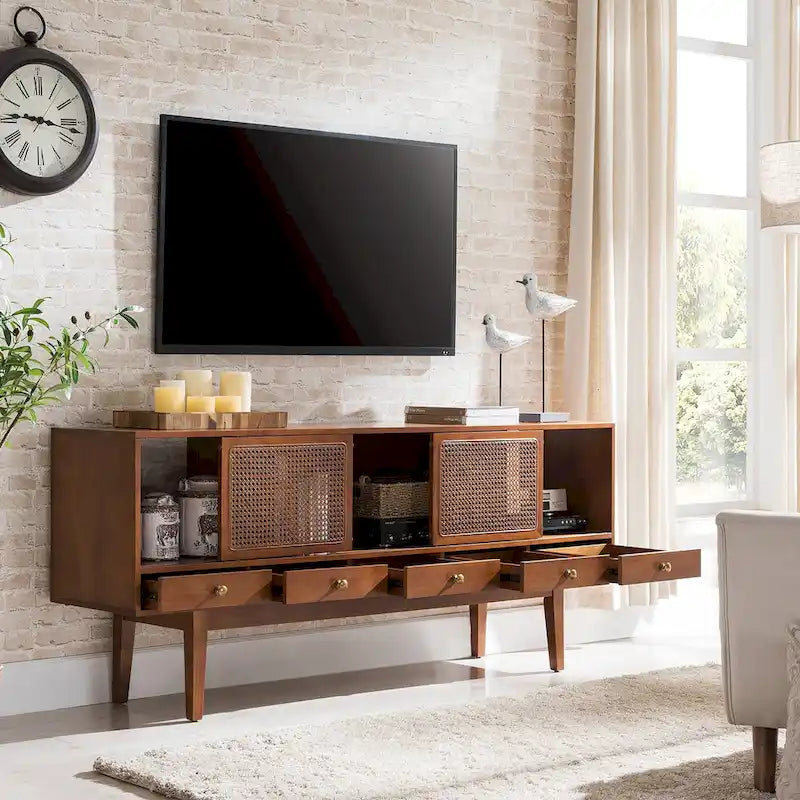 Mid-Century Modern TV Stand Media Console for TVs up to 68"