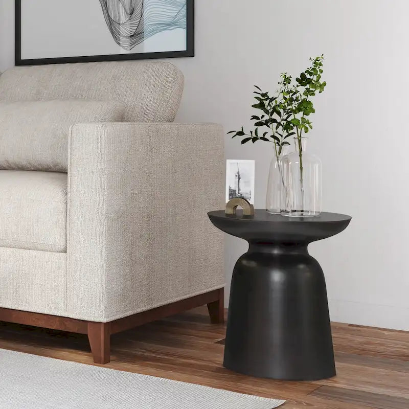 Modern Industrial 16" Metal Accent Side Table, Fully Assembled